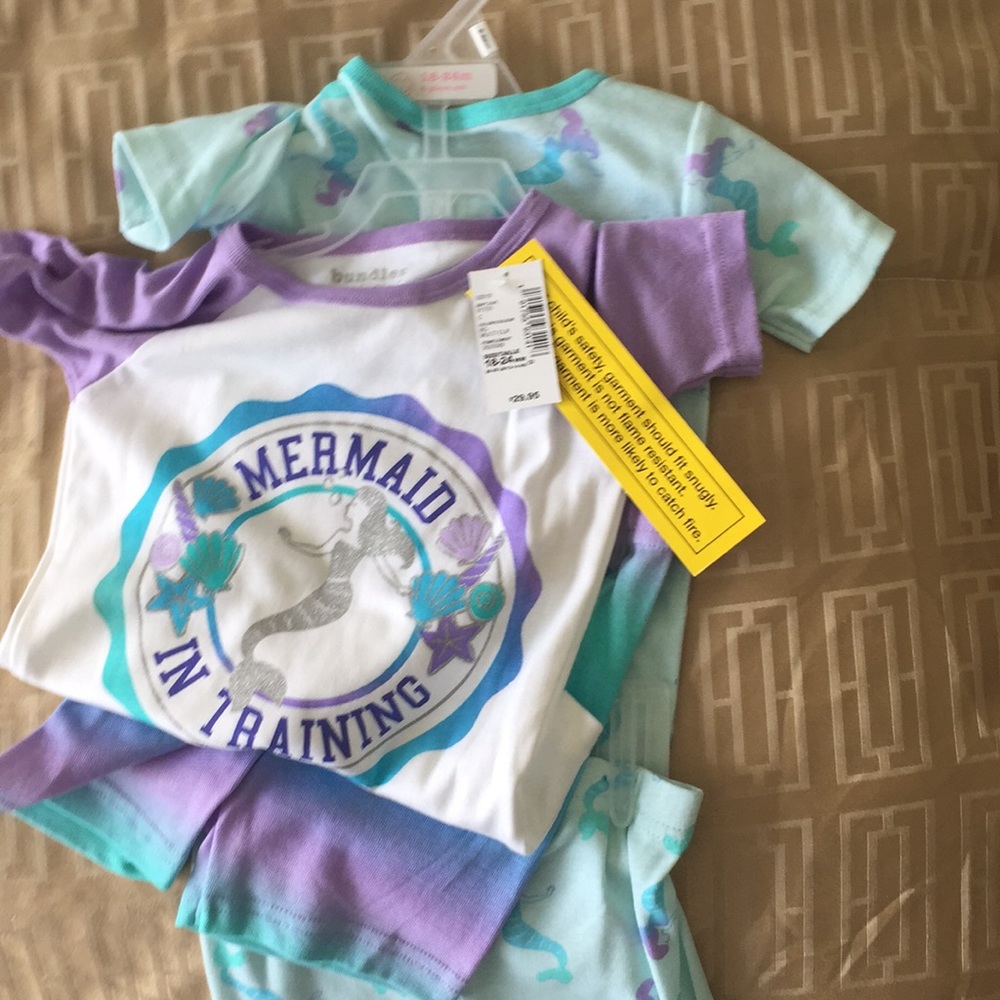 2 pack short sleeves shorts mermaid pjs